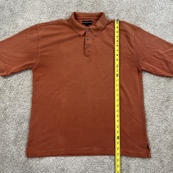 Baracuta XL Polo Shirt Rust Orange Silk Cotton Blend Short Sleeve Ribbed - Picture 5 of 9